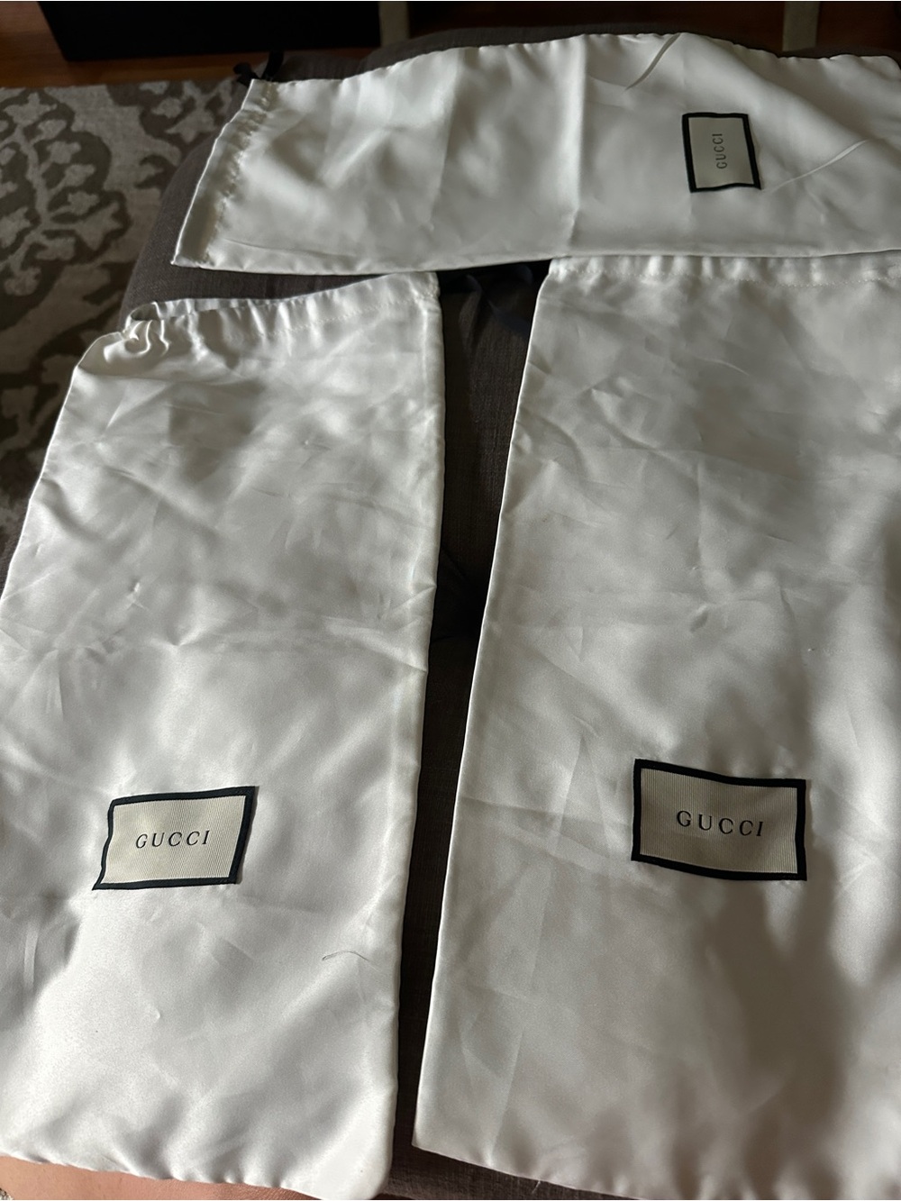 Gucci White Satin Logo Dust Bags - Set of Three